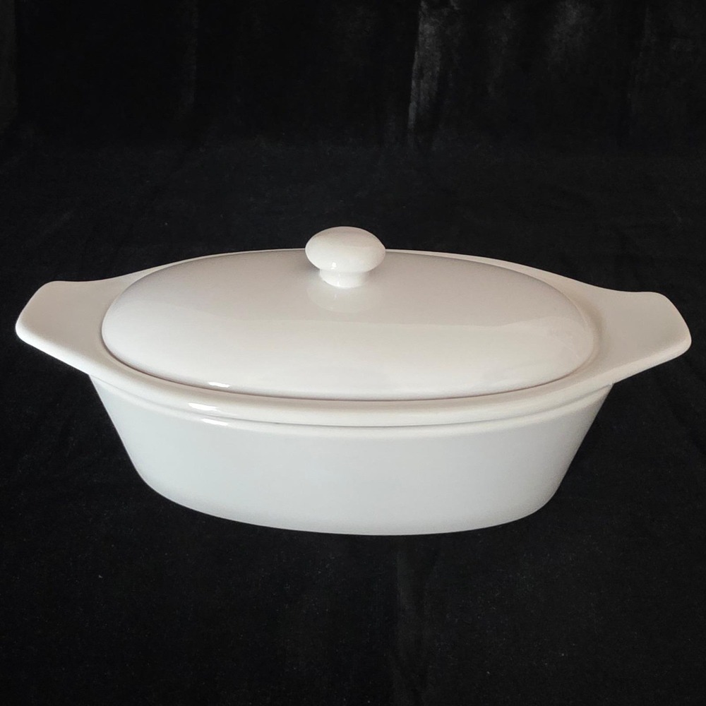 White Porcelain French Style Butter Boat Crock 3 Piece Set Soft Butter Keeper